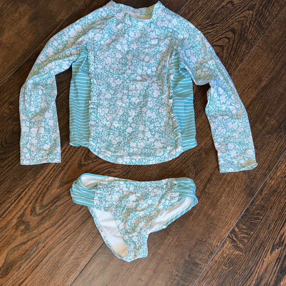 Jessica Simpson Kids Swim Rashguard - Aqua Floral